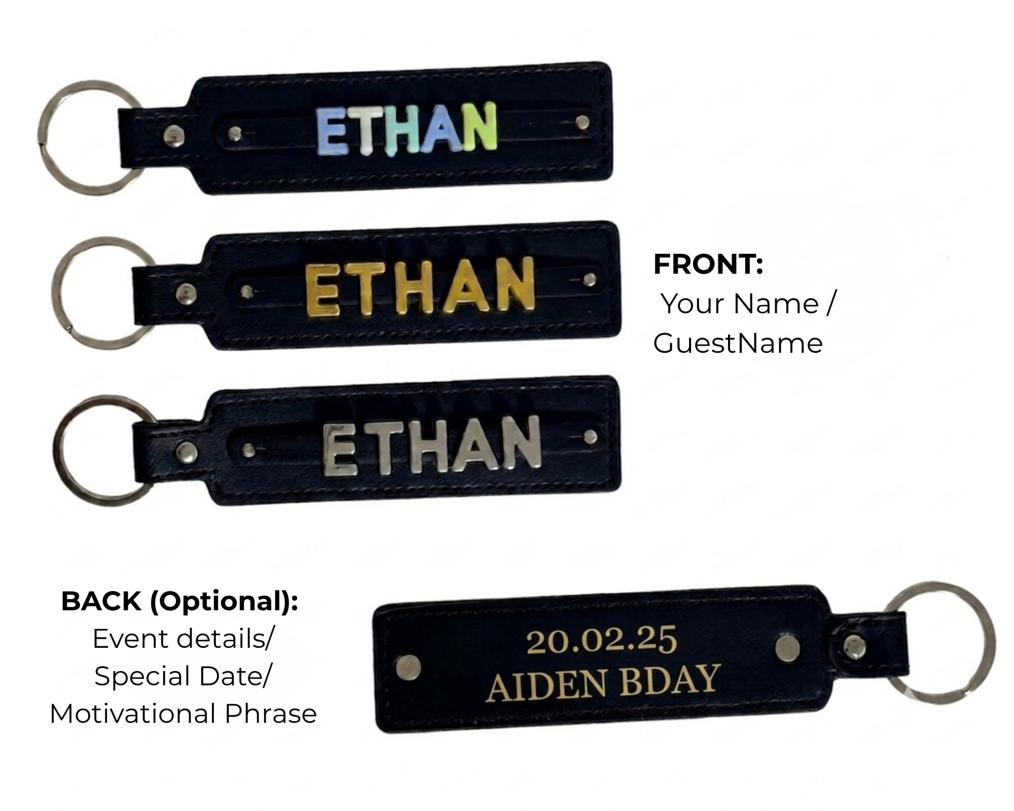 3D Custom Name Leather Keychain